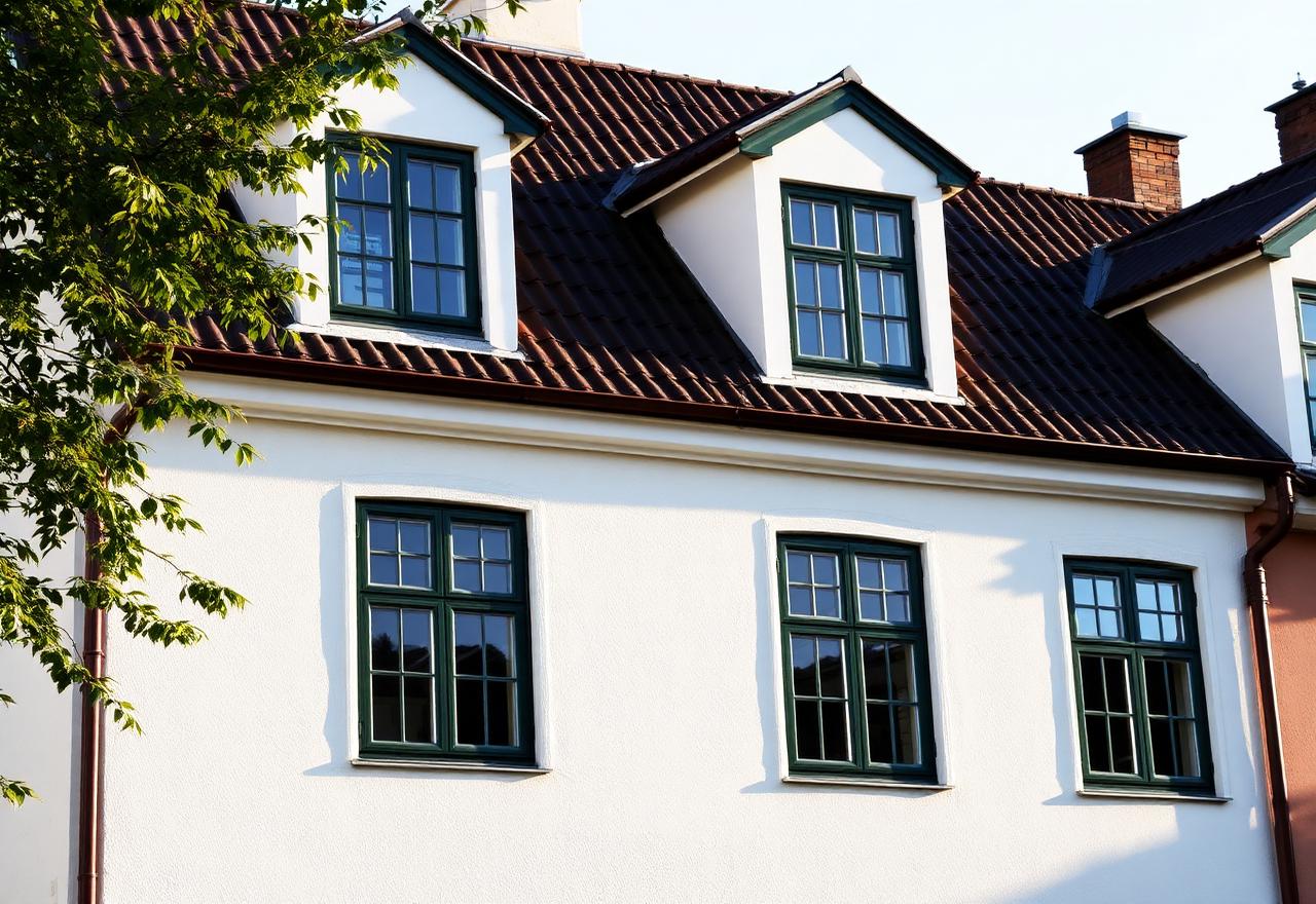 Vindsinredning i grön- och blåklassade hus